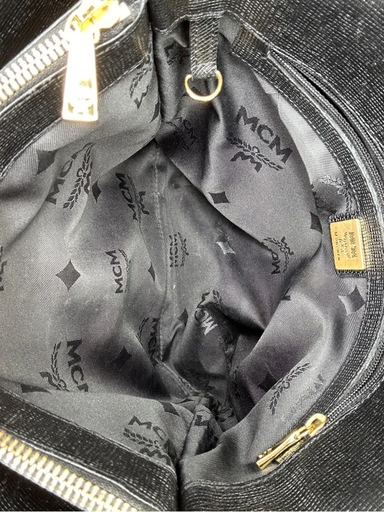 MCM Leather Bucket Tote Black Gold Hardware Structured Mini Tote Luxury Vintage - Picture 14 of 16